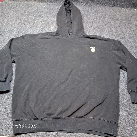 Playboy Missguided Hoodie Spellout Size 10 Black Sweatshirt Pullover Oversized - Picture 3 of 8